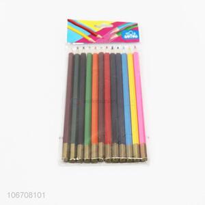 Good quality 12pcs/set hexagonal wooden color pencils stationery set