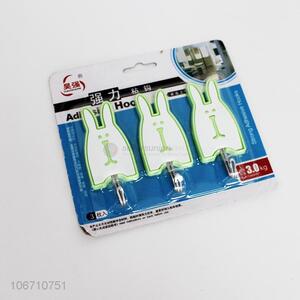 Wholesale cute rabbit design 3pcs plastic sticky hooks