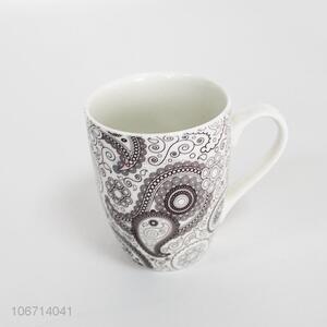 Good price art design ceramic water cup with handle