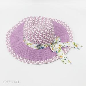 Hot sale ladies wide brim beach sun hat for spring and summer