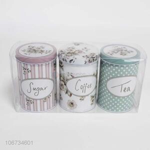 New popular 3pcs cute mini round metal cans tinplate cans
