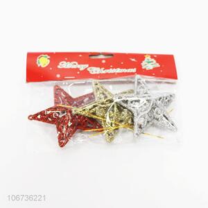 China supplier 3pcs Christmas glitter star ornaments