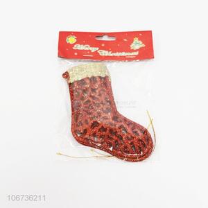 Attractive design 2pcs glitter stocking pendants for Christmas decor