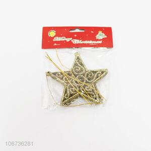 Best selling 4pcs golden glitter star ornaments for Christmas
