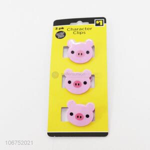 Promotion gift 3pcs cartoon pig plastic clip