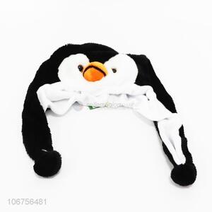 Wholesale soft plush animal penguin shaped hats plush animal head hat