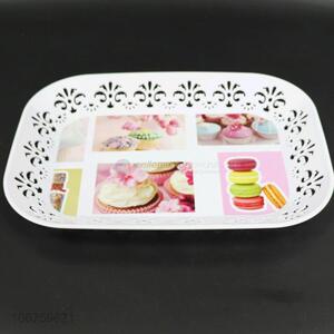Promotional decorative hollowed-out plastic serving tray plastic salver
