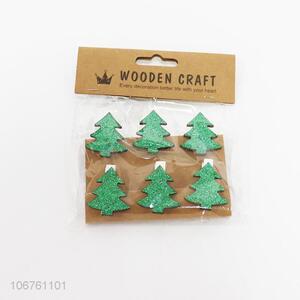 Factory price popular glitter Christmas tree shaped wooden clips