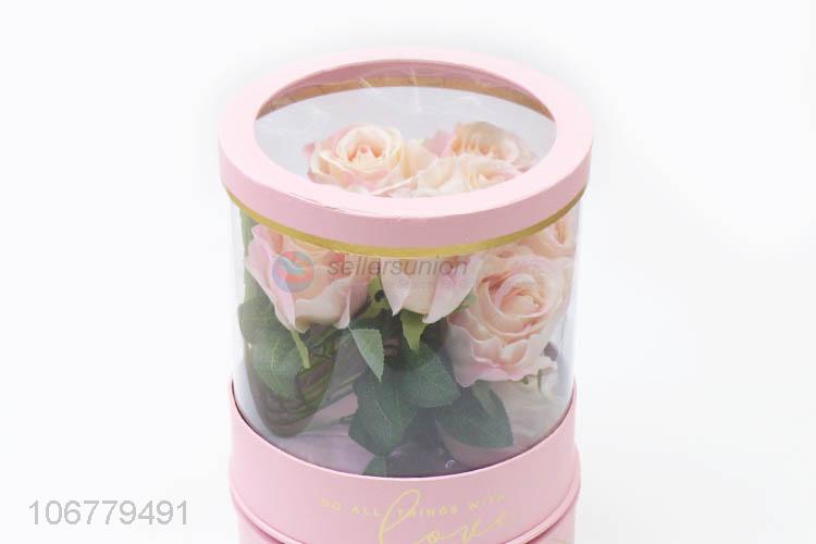 New products flower decoration round rotating gift box