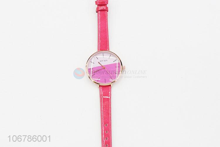 Simple Style Ladies Wrist Watches With Colorful PU Watchband