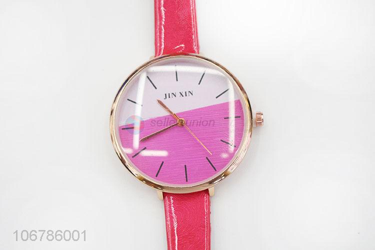 Simple Style Ladies Wrist Watches With Colorful PU Watchband