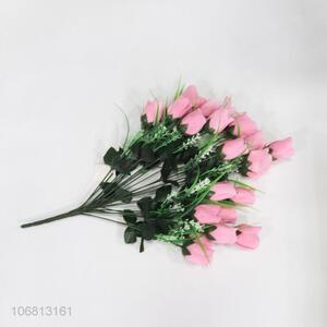 Attractive design decorative 24 heads pink artificial rose bouquet