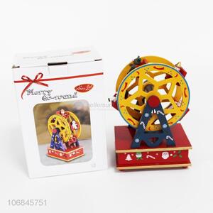 Factory price Christmas ornaments wooden merry-go-round music box