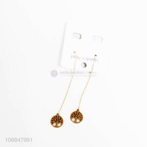 Wholesale long chain round flat alloy pendant earrings