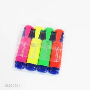 Hot selling school stationery 4pcs plastic highlighter