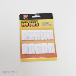 High quality 10pcs white plastic sticky hooks