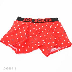 New Heart Pattern Red Men's Breathable Underpants Soft Shorts