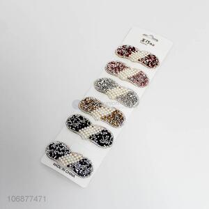 Custom logo 6pcs colorful acrylic beads iron hairpins