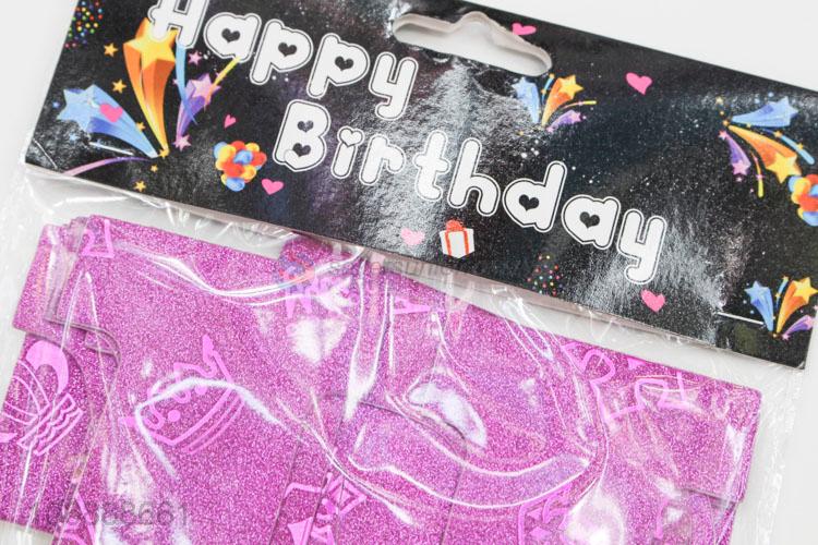 Wholesale happy birthday paper banner flags rose red glitter letter banners