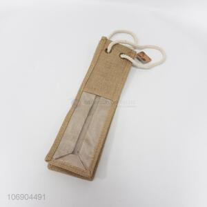 Wholesale custom logo natural jute wine bag with handle