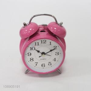 Wholesale price pink double bell metal alarm clock for women