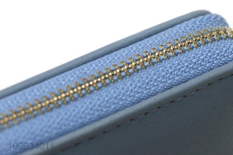 Wholesale Ladies Long Wallet Leather Purse With Zipper