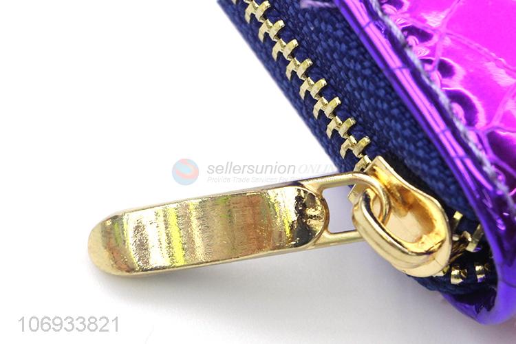 Unique Design Pu Leather Zip Wallet Women Purse Card Holder Long Wallet