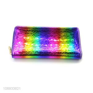 Unique Design Pu Leather Zip Wallet Women Purse Card Holder Long Wallet