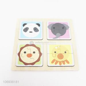 Cute design kids educational cartoon animal jigsaw puzzle wooden toys for toddlers