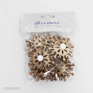 New product 12pcs wooden christmas snowflake christmas pendant