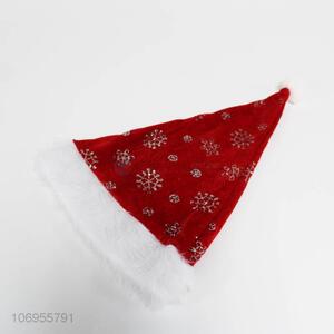 Wholesale beautiful snowflake pattern flannel Christmas hats