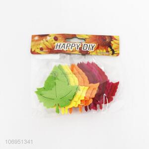 Good Sale 12 Pieces Colorful DIY Leaf Shape Felt Sticker Set