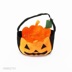 Hot sale Halloween pumpkin shape felt basket candy basket