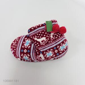 Custom logo ladies anti-slip winter warm fleece floor shoes