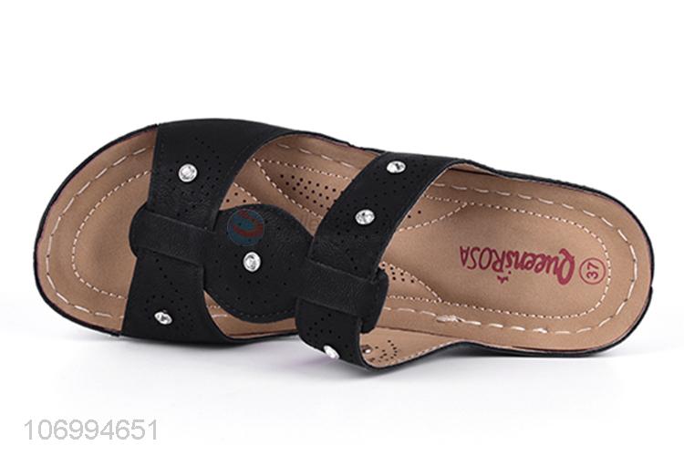 Premium products women summer outdoor pu leather platform slippers