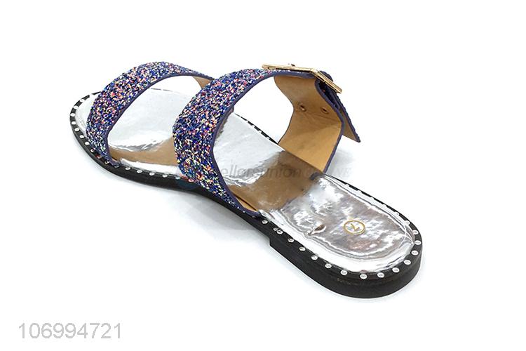 Credible quality ladies summer outdoor colorful glitter slippers