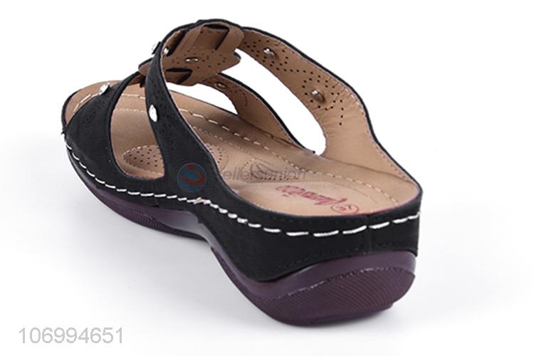 Premium products women summer outdoor pu leather platform slippers