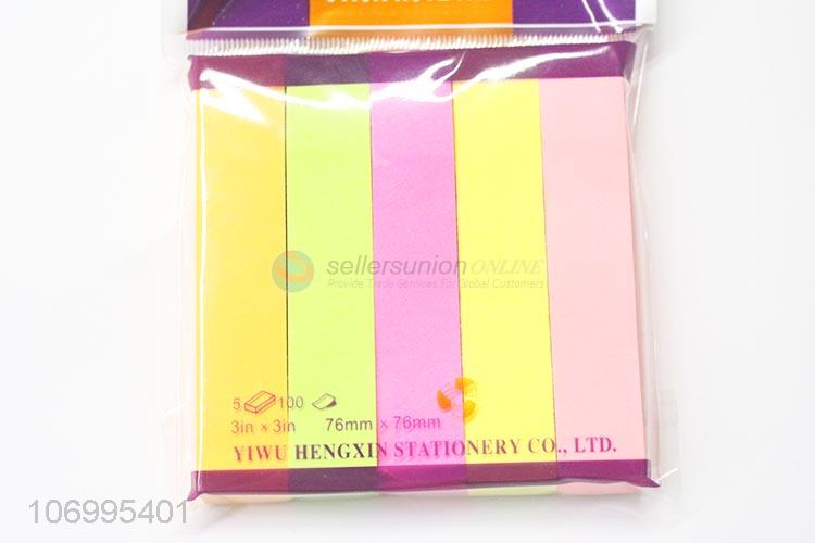 New Style 100 Sheets Colorful Fluorescent Sticky Note Pad