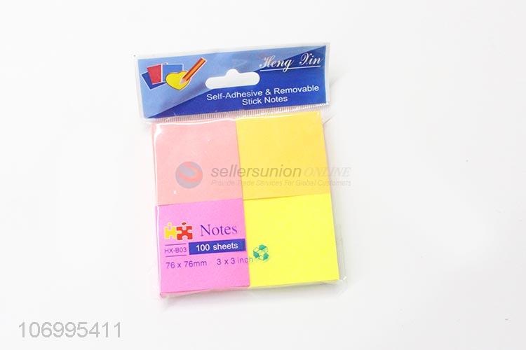 Fashion 100 Sheets Colorful Fluorescent Paper Removable Sticky Note