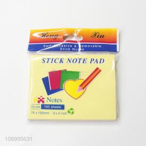 Popular 100 Sheets Colorful Self-Adhesive Stick Note Pad