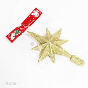 Wholesale Christmas tree decorations top star gold glitter pentagram
