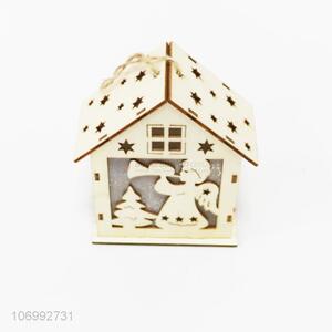 Recent style holiday party decoration Christmas wooden house shape lamp