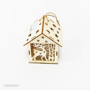 Most popular festival decoration hanging led light up wooden house lamp for Christmas