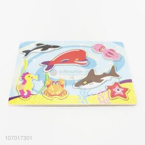 Promotional hot selling cartoon sea animals wooden puzzle toy