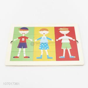 Factory price cartoon figure wooden jiasaw puzzle for children