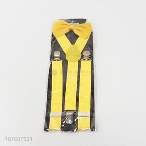 Contracted Design Yellow Bow Tie And Shoulder Adjustable Suspender Set