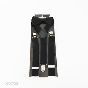 Hot selling adults black elastic suspenders and bow tie
