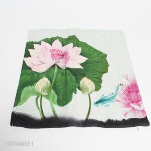 New products lotus printed jute bolster case sublimation pillow case