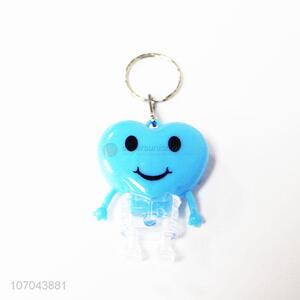 Promotional novelty heart shaped plastic keychain with light
