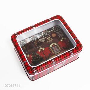 China manufacturer rectangle Christmas tin can iron can with window